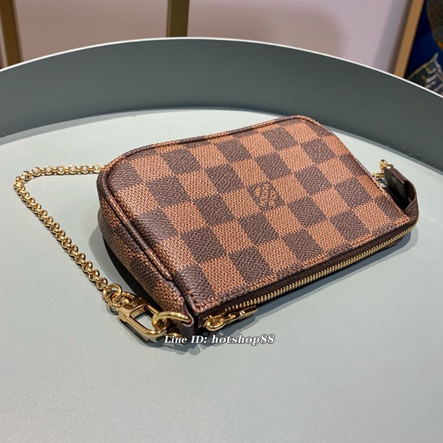 路易威登LV零錢包 M58009 咖格 Mini Pochette Accessoires手袋 LV老花鏈條零錢包 xxlv2212